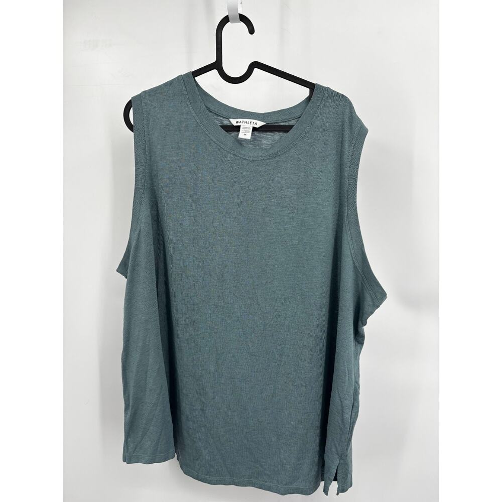 Athleta Womens Breezy Tank Top Green Relaxed Fit Sleeveles Round Neck Size 3X